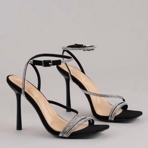 Windsor Black Heels with Sparkling Straps